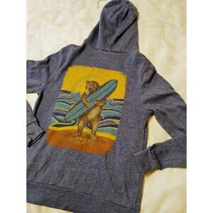 California Bear Surf Board Hoodie Sweatshirt Small Zipper Front